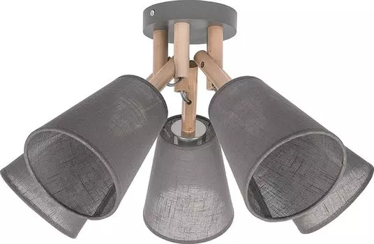 Потолочный светильник серого цвета, из ткани, дерева, 5 лампочек, скандинавский потолочный светильник E27 для гостиной Licht-Erlebnisse, мультиколор