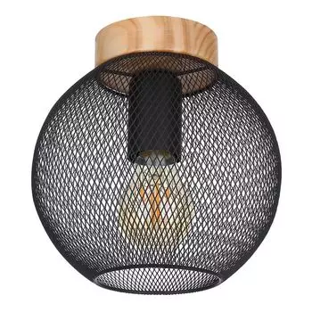 Потолочный светильник, шаровая лампа, дерево, абажур, дерево, черный etc-shop