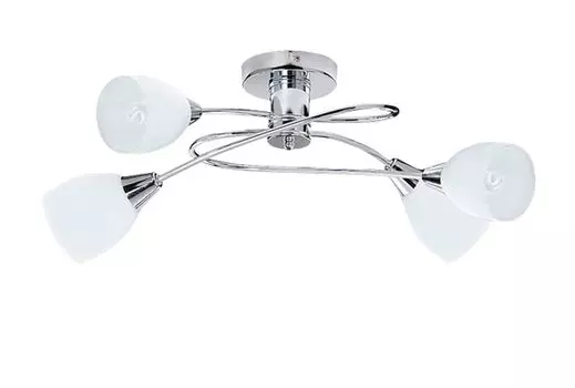 Потолочный светильник, современный AMY, хромированный, белый металл, 4 лампы, потолочный светильник для гостиной, спальни, прихожей Licht-Erlebnisse, мультиколор