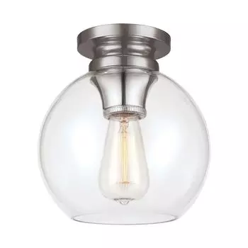 Потолочный светильник, стальное стекло, никель, D 21,6 см etc-shop, серебро