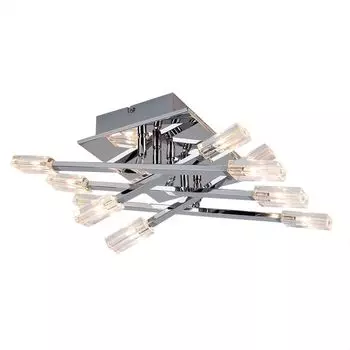 Потолочный светильник, стекло, хром, металл, прозрачный, H 28см etc-shop, серебро