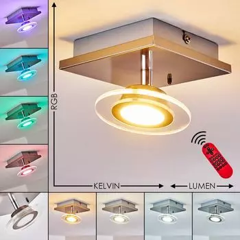 Потолочный светильник »Strove« с регулируемой яркостью из металла и пластика матового никеля. hofstein, черный
