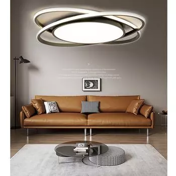 Потолочный светильник Светодиодный потолочный светильник 53см, регулируемый с помощью пульта дистанционного управления Постоянно встроенный светодиод, 62Вт 3000-6500К, современная круглая гостиная, черный Sross