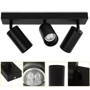 Потолочный светильник, светодиодный поворотный потолочный светильник, настенный светильник для гостиной, кухни, столовой, одинарный точечный светильник, 3 розетки GU10 Jopassy, черный