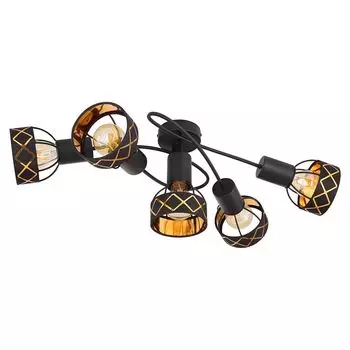 Потолочный светильник, текстильный, золотистый, черный матовый, L 65 см Globo Lighting