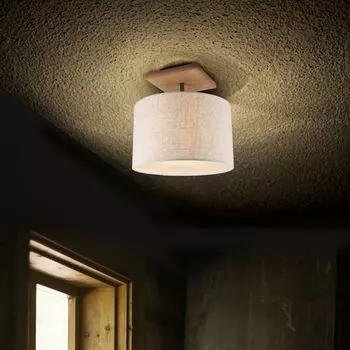 Потолочный светильник, ткань, дерево, белый, H 36 см etc-shop