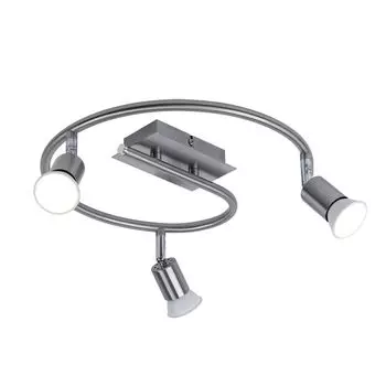 Потолочный светильник, точечный светильник, 3 лампочки, матовая сталь etc-shop, серебро