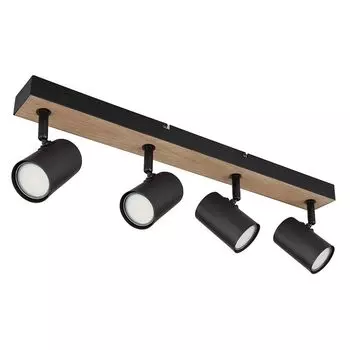 Потолочный светильник, точечный светильник, металл, имитация дерева, L 55,5 см etc-shop, черный