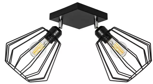 Потолочный светильник Toollight 392194 Двойной металлический черный с 2 источниками света E27 18X20см Toolight