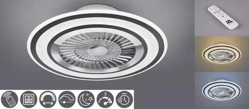 Потолочный светильник TRIO Leuchten "Flaga" с вентилятором высота 18,5 см, черный матовый