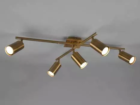 Потолочный светильник Trio Marley из старой латуни GU10, 5 лампочек, золото