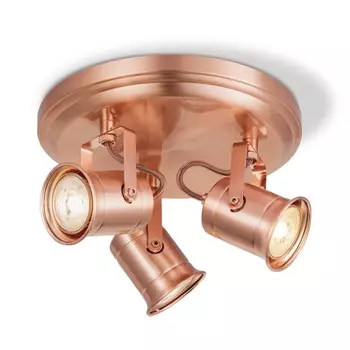 Потолочный светильник VENN 3-кратный - медь - вкл. 3 лампочки GU10 3000K 345Люмен - 36° Home Sweet Home