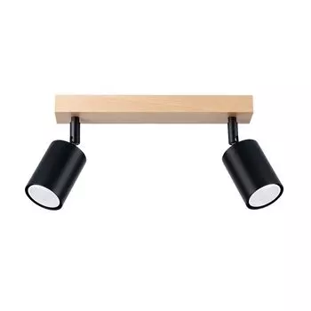 Потолочный светильник VERDO 2 черный 2xGU10 10Вт сталь/дерево 17,5x20x46см Sollux Lighting