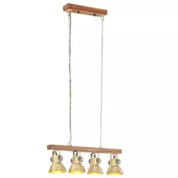 Потолочный светильник vidaXL в индустриальном стиле, латунь E27, дерево манго, коричневый