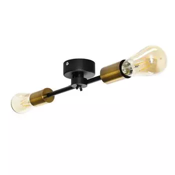 Потолочный светильник в винтажном промышленном дизайне в черной столовой с двумя лампочками Licht-Erlebnisse, мультиколор