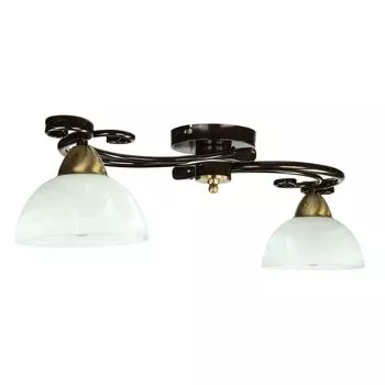 Потолочный светильник загородный дом "Аврора" стекло металл коричневый белый латунь E27 2-лампочки гостиная спальня Licht-Erlebnisse, мультиколор