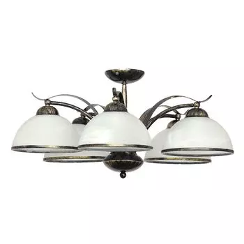 Потолочный светильник загородный дом "Корфу" латунь белый стекло металл 5-ламповый потолочный светильник гостиная прихожая Licht-Erlebnisse, мультиколор