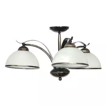 Потолочный светильник загородный дом "Корфу" латунь белый стекло металл 3-ламповый потолочный светильник гостиная прихожая Licht-Erlebnisse, мультиколор