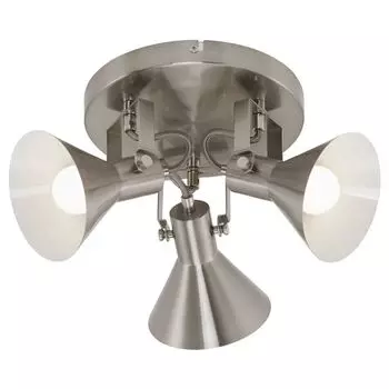 Потолочный светодиодный светильник, 3 лампочки, хром, подвижные споты, D 21 см. etc-shop, серебро