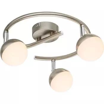 Потолочный светодиодный светильник, 3 лампы, акрил, хром, поворотные споты Globo Lighting, серебро