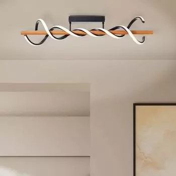 Потолочный светодиодный светильник, 80 см, 5200 лм, 3000К, с регулировкой яркости, дерево, черный/коричневый Lightbox