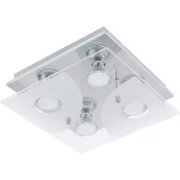 Потолочный светодиодный светильник EGLO «CABI», 4 пламени, лампа GU10 | Светодиодный сменный светодиодный потолочный светильник, цвет chromfarben/wei