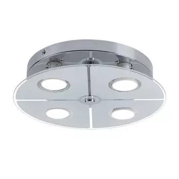 Потолочный светодиодный светильник, хром, сатинированное стекло, D 30 см. Globo Lighting, серебро