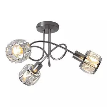 Потолочный светодиодный светильник, хром, точечный светильник из хрусталя, 38 см, KRIS etc-shop, серебро