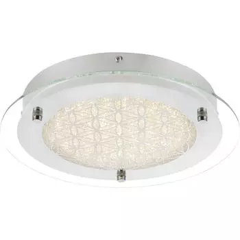 Потолочный светодиодный светильник, хрустальный дизайн, зеркальная кромка, хром, 28 см Globo Lighting, серебро