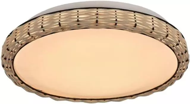 Потолочный светодиодный светильник May, круглый потолочный светильник с регулируемой яркостью 31см, из металла с декором из ротанга Eco-Light Leuchten GmbH, коричневый