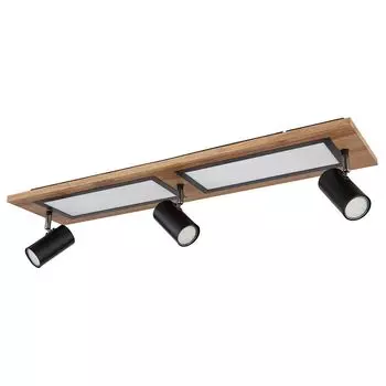 Потолочный светодиодный светильник, металл, дерево, подвижные споты, L 80 см etc-shop, черный