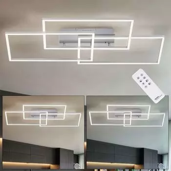 Потолочный светодиодный светильник, с дистанционным управлением, с регулировкой яркости, CCT, L 82 см, IVEN etc-shop, серебро