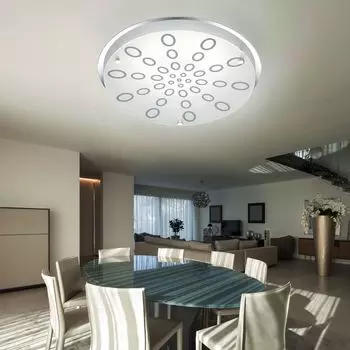 Потолочный светодиодный светильник, с регулируемой яркостью, стекло, хром, круглый, D 31,5 см RL, серебро