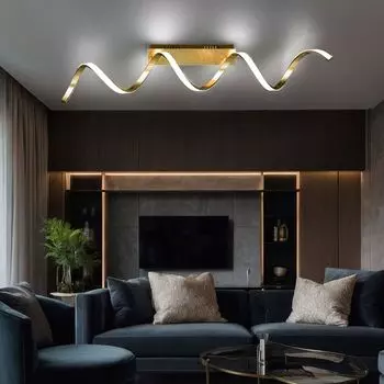 Потолочный светодиодный светильник, спираль, золотой, с регулировкой яркости, теплый белый, L 99 см etc-shop