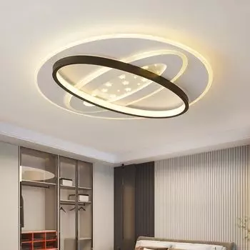 Потолочный светодиодный светильник Style home 75Вт 50х6см с диммированием и дистанционным управлением, со звездами, для детской комнаты, гостиной, спальни, офиса