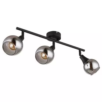 Потолочный точечный светильник, 3 пламени, металлический шар из дымчатого стекла Globo Lighting, черный