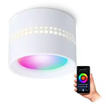 Потолочный точечный светильник ALAPI белый круглый со световым эффектом, включая GX53 Smart Home LED RGBW WiFi, количество: комплект из 1 шт. SSC-LUXon