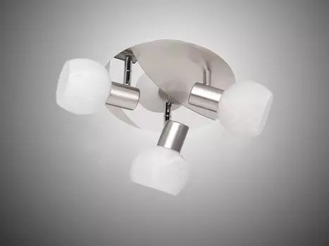 Потолочный точечный светильник ANTIBES 3 пламени серебро/хром стекло алебастр, круглый 22см Reality Leuchten