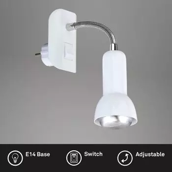 Потолочный точечный светильник BRILONER LEUCHTEN PAKU, 25 Вт, IP20, белый, металл, 1x E14, 7 x 22 x 14 см