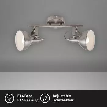 Потолочный точечный светильник BRILONER LEUCHTEN SOFT, 40 Вт, IP20, сатиновый белый, металл, 2x E14, 30,4 x 18,1 x 10 см