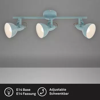 Потолочный точечный светильник BRILONER LEUCHTEN SOFT, 40 Вт, IP20, мятно-белый, металл, 3x E14, 55,4 x 18,1 x 10 см