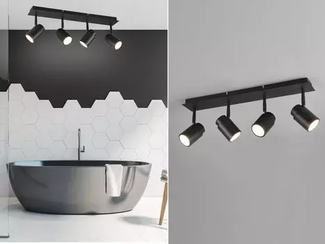 Потолочный точечный светильник для ванной комнаты Trio ANGELO, 4 лампы, черный