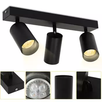Потолочный точечный светильник Jopassy, светодиодный встраиваемый точечный светильник, поворотный черный матовый GU10, теплый белый цвет для гостиной, кухни и т. д., точечные светильники с тремя головками