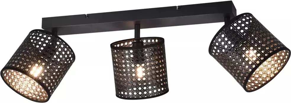 Потолочный точечный светильник Leonique "Jules", 3 лампочки, лампа E14 | без лампочки, потолочный спот на 3 лампочки с венской тесьмой, поворотные споты, 15см 15 см, Высота: 22,5 см, черный матовый