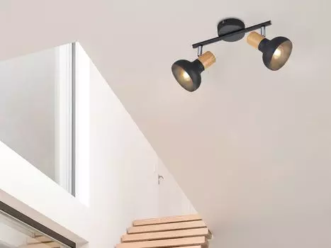 Потолочный точечный светильник под дерево черного цвета Reality Leuchten