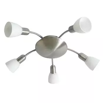 Потолочный точечный светильник Rabalux Soma 5x E14 сатинированный хром, белый, E14, A+, 6305, черный