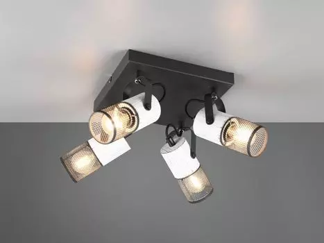 Потолочный точечный светильник с 4 лампами и черной проволочной сеткой TRIO
