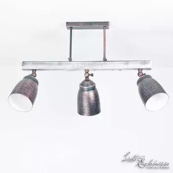 Потолочный точечный светильник, винтажный, 3 лампы E27, металл, дерево, потертая медь, антикварный потолочный светильник для гостиной, спальни, прихожей Licht-Erlebnisse