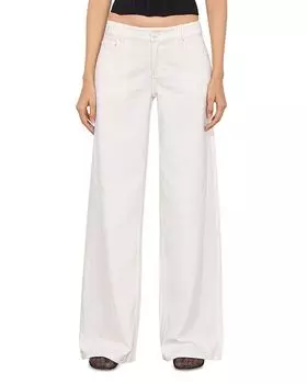 Потрясающие мешковатые джинсы с низкой посадкой Off White Alice and Olivia, слоновая кость/кремовый