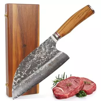 Поварской нож Wakoli Chai Dao I, лезвие 20 см, рукоятка из оливкового дерева и удар молотком